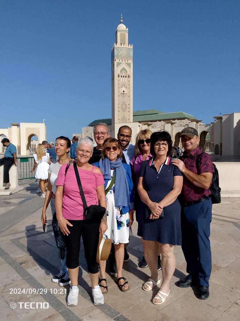 Ayoub hosting a group at Hassan II Mosque in Casablanca